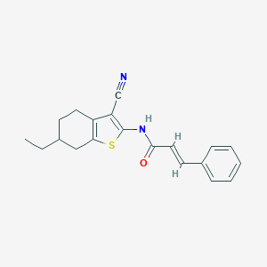 molecular formula C20H20N2OS B447850 N-(3-cyano-6-ethyl-4,5,6,7-tetrahydro-1-benzothien-2-yl)-3-phenylacrylamide 
