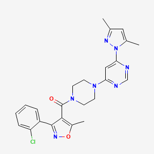 molecular formula C24H24ClN7O2 B4478509 4-(4-{[3-(2-chlorophenyl)-5-methyl-4-isoxazolyl]carbonyl}-1-piperazinyl)-6-(3,5-dimethyl-1H-pyrazol-1-yl)pyrimidine 