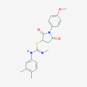 molecular formula C21H23N3O3S B447852 1-(4-methoxyphenyl)-2,5-dioxo-3-pyrrolidinyl N'-(3,4-dimethylphenyl)-N-methylimidothiocarbamate 