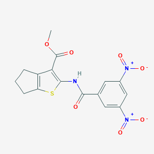 molecular formula C16H13N3O7S B447854 methyl 2-({3,5-bisnitrobenzoyl}amino)-5,6-dihydro-4H-cyclopenta[b]thiophene-3-carboxylate 