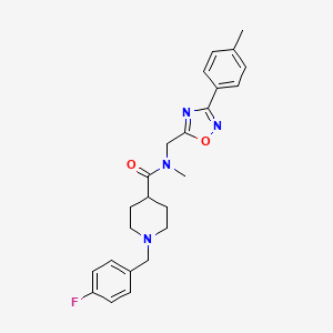 molecular formula C24H27FN4O2 B4478637 1-[(4-FLUOROPHENYL)METHYL]-N-METHYL-N-{[3-(4-METHYLPHENYL)-1,2,4-OXADIAZOL-5-YL]METHYL}PIPERIDINE-4-CARBOXAMIDE 