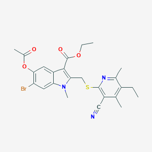 ethyl 5-(acetyloxy)-6-bromo-2-{[(3-cyano-5-ethyl-4,6-dimethyl-2-pyridinyl)sulfanyl]methyl}-1-methyl-1H-indole-3-carboxylate