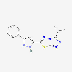 3-isopropyl-6-(3-phenyl-1H-pyrazol-5-yl)[1,2,4]triazolo[3,4-b][1,3,4]thiadiazole