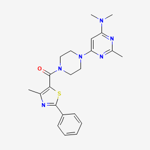 molecular formula C22H26N6OS B4478681 N,N,2-trimethyl-6-{4-[(4-methyl-2-phenyl-1,3-thiazol-5-yl)carbonyl]-1-piperazinyl}-4-pyrimidinamine 