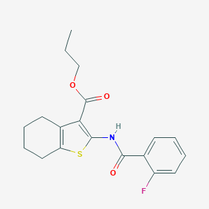 molecular formula C19H20FNO3S B447874 Propyl 2-[(2-fluorobenzoyl)amino]-4,5,6,7-tetrahydro-1-benzothiophene-3-carboxylate 