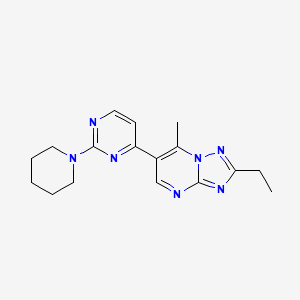 molecular formula C17H21N7 B4478840 4-{2-ETHYL-7-METHYL-[1,2,4]TRIAZOLO[1,5-A]PYRIMIDIN-6-YL}-2-(PIPERIDIN-1-YL)PYRIMIDINE 