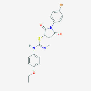 1-(4-bromophenyl)-2,5-dioxopyrrolidin-3-yl N'-(4-ethoxyphenyl)-N-methylcarbamimidothioate