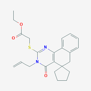 molecular formula C23H26N2O3S B447891 ethyl 2-(4-oxo-3-prop-2-enylspiro[6H-benzo[h]quinazoline-5,1'-cyclopentane]-2-yl)sulfanylacetate CAS No. 332024-55-2