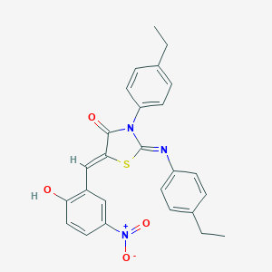 molecular formula C26H23N3O4S B447892 3-(4-Ethylphenyl)-2-[(4-ethylphenyl)imino]-5-{2-hydroxy-5-nitrobenzylidene}-1,3-thiazolidin-4-one 