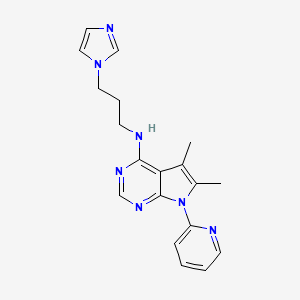 N-[5,6-DIMETHYL-7-(2-PYRIDYL)-7H-PYRROLO[2,3-D]PYRIMIDIN-4-YL]-N-[3-(1H-IMIDAZOL-1-YL)PROPYL]AMINE