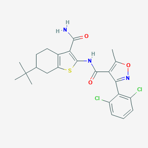 N-(6-tert-butyl-3-carbamoyl-4,5,6,7-tetrahydro-1-benzothiophen-2-yl)-3-(2,6-dichlorophenyl)-5-methyl-1,2-oxazole-4-carboxamide