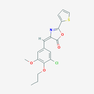 molecular formula C18H16ClNO4S B447901 4-(3-chloro-5-methoxy-4-propoxybenzylidene)-2-(2-thienyl)-1,3-oxazol-5(4H)-one 