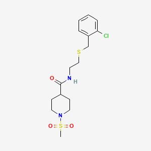 molecular formula C16H23ClN2O3S2 B4479027 N-(2-{[(2-CHLOROPHENYL)METHYL]SULFANYL}ETHYL)-1-METHANESULFONYLPIPERIDINE-4-CARBOXAMIDE 