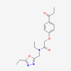 N-ethyl-N-[(5-ethyl-1,3,4-oxadiazol-2-yl)methyl]-2-(4-propionylphenoxy)acetamide