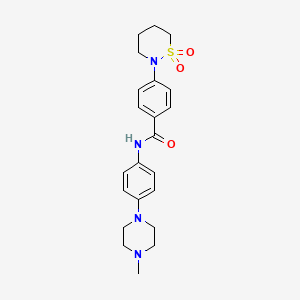 molecular formula C22H28N4O3S B4479091 4-(1,1-dioxido-1,2-thiazinan-2-yl)-N-[4-(4-methyl-1-piperazinyl)phenyl]benzamide 