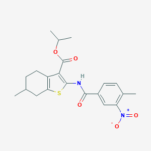 molecular formula C21H24N2O5S B447911 Isopropyl 2-({3-nitro-4-methylbenzoyl}amino)-6-methyl-4,5,6,7-tetrahydro-1-benzothiophene-3-carboxylate 