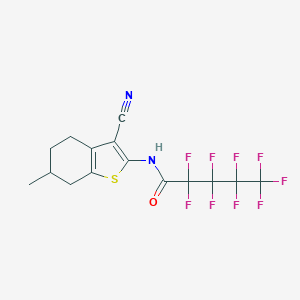 molecular formula C15H11F9N2OS B447912 N-(3-cyano-6-methyl-4,5,6,7-tetrahydro-1-benzothiophen-2-yl)-2,2,3,3,4,4,5,5,5-nonafluoropentanamide 
