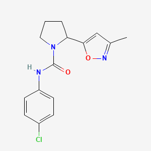 molecular formula C15H16ClN3O2 B4479125 N-(4-chlorophenyl)-2-(3-methyl-1,2-oxazol-5-yl)pyrrolidine-1-carboxamide 