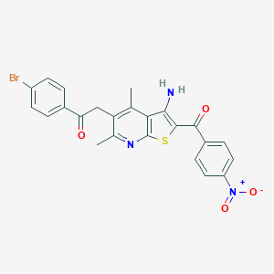 molecular formula C24H18BrN3O4S B447913 2-(3-Amino-2-{4-nitrobenzoyl}-4,6-dimethylthieno[2,3-b]pyridin-5-yl)-1-(4-bromophenyl)ethanone 