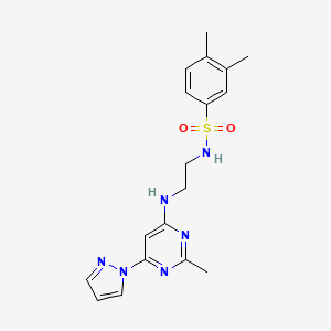 3,4-dimethyl-N-(2-{[2-methyl-6-(1H-pyrazol-1-yl)-4-pyrimidinyl]amino}ethyl)benzenesulfonamide