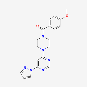 molecular formula C19H20N6O2 B4479160 4-[4-(4-methoxybenzoyl)-1-piperazinyl]-6-(1H-pyrazol-1-yl)pyrimidine 