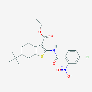 molecular formula C22H25ClN2O5S B447924 Ethyl 6-tert-butyl-2-({4-chloro-2-nitrobenzoyl}amino)-4,5,6,7-tetrahydro-1-benzothiophene-3-carboxylate 