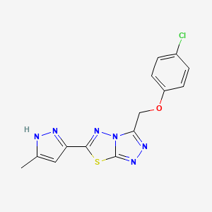 3-[(4-chlorophenoxy)methyl]-6-(3-methyl-1H-pyrazol-5-yl)[1,2,4]triazolo[3,4-b][1,3,4]thiadiazole