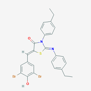 molecular formula C26H22Br2N2O2S B447932 5-(3,5-Dibromo-4-hydroxybenzylidene)-3-(4-ethylphenyl)-2-[(4-ethylphenyl)imino]-1,3-thiazolidin-4-one 