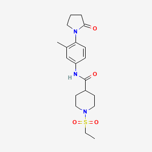 molecular formula C19H27N3O4S B4479348 1-(ETHANESULFONYL)-N-[3-METHYL-4-(2-OXOPYRROLIDIN-1-YL)PHENYL]PIPERIDINE-4-CARBOXAMIDE 