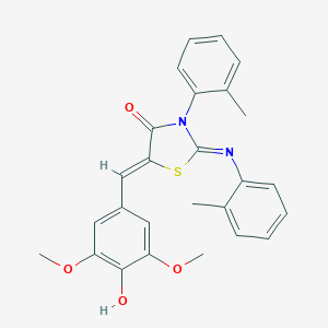 molecular formula C26H24N2O4S B447936 5-(4-Hydroxy-3,5-dimethoxybenzylidene)-3-(2-methylphenyl)-2-[(2-methylphenyl)imino]-1,3-thiazolidin-4-one 