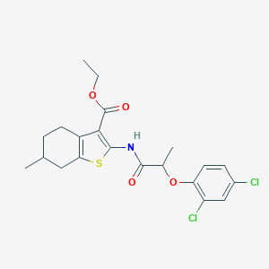 molecular formula C21H23Cl2NO4S B447951 Ethyl 2-{[2-(2,4-dichlorophenoxy)propanoyl]amino}-6-methyl-4,5,6,7-tetrahydro-1-benzothiophene-3-carboxylate 