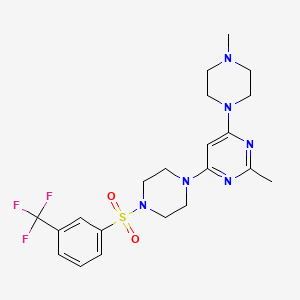 molecular formula C21H27F3N6O2S B4479537 2-methyl-4-(4-methyl-1-piperazinyl)-6-(4-{[3-(trifluoromethyl)phenyl]sulfonyl}-1-piperazinyl)pyrimidine 