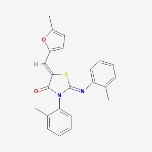 molecular formula C23H20N2O2S B447954 5-[(5-Methyl-2-furyl)methylene]-3-(2-methylphenyl)-2-[(2-methylphenyl)imino]-1,3-thiazolidin-4-one 