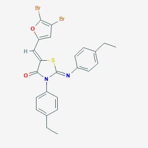 molecular formula C24H20Br2N2O2S B447968 5-[(4,5-Dibromo-2-furyl)methylene]-3-(4-ethylphenyl)-2-[(4-ethylphenyl)imino]-1,3-thiazolidin-4-one 