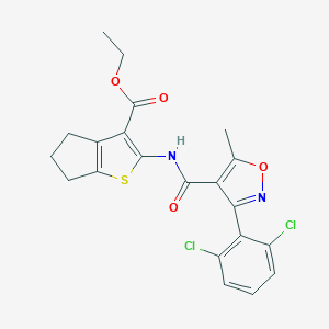 molecular formula C21H18Cl2N2O4S B447973 ethyl 2-({[3-(2,6-dichlorophenyl)-5-methyl-4-isoxazolyl]carbonyl}amino)-5,6-dihydro-4H-cyclopenta[b]thiophene-3-carboxylate 