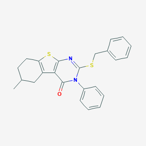 molecular formula C24H22N2OS2 B447975 2-(benzylsulfanyl)-6-methyl-3-phenyl-5,6,7,8-tetrahydro[1]benzothieno[2,3-d]pyrimidin-4(3H)-one 
