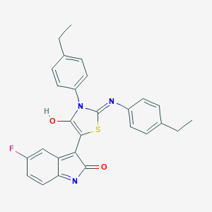 3-{3-(4-ethylphenyl)-2-[(4-ethylphenyl)imino]-4-oxo-1,3-thiazolidin-5-ylidene}-5-fluoro-1,3-dihydro-2H-indol-2-one
