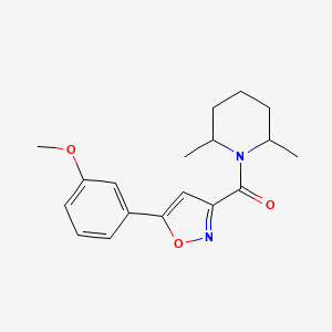 molecular formula C18H22N2O3 B4479868 1-{[5-(3-methoxyphenyl)-3-isoxazolyl]carbonyl}-2,6-dimethylpiperidine 