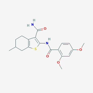 molecular formula C19H22N2O4S B447988 2-[(2,4-Dimethoxybenzoyl)amino]-6-methyl-4,5,6,7-tetrahydro-1-benzothiophene-3-carboxamide 