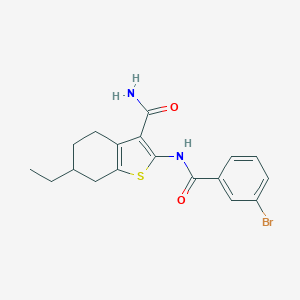 molecular formula C18H19BrN2O2S B447989 2-[(3-Bromobenzoyl)amino]-6-ethyl-4,5,6,7-tetrahydro-1-benzothiophene-3-carboxamide 