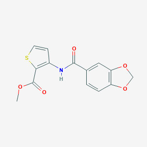 molecular formula C14H11NO5S B447990 Methyl 3-[(1,3-benzodioxol-5-ylcarbonyl)amino]-2-thiophenecarboxylate 