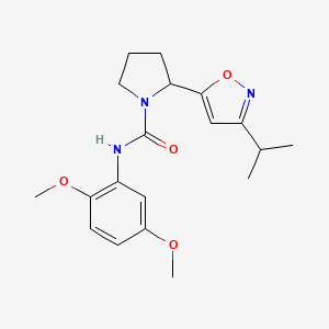 molecular formula C19H25N3O4 B4479975 N-(2,5-Dimethoxyphenyl)-2-[3-(propan-2-YL)-1,2-oxazol-5-YL]pyrrolidine-1-carboxamide 