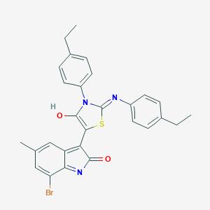 7-bromo-3-{3-(4-ethylphenyl)-2-[(4-ethylphenyl)imino]-4-oxo-1,3-thiazolidin-5-ylidene}-5-methyl-1,3-dihydro-2H-indol-2-one