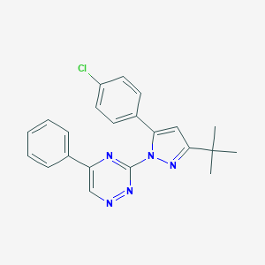 molecular formula C22H20ClN5 B448008 3-[3-tert-butyl-5-(4-chlorophenyl)-1H-pyrazol-1-yl]-5-phenyl-1,2,4-triazine 