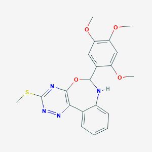 molecular formula C20H20N4O4S B448013 3-(Methylsulfanyl)-6-(2,4,5-trimethoxyphenyl)-6,7-dihydro[1,2,4]triazino[5,6-d][3,1]benzoxazepine 
