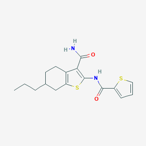 molecular formula C17H20N2O2S2 B448014 2-[[Oxo(thiophen-2-yl)methyl]amino]-6-propyl-4,5,6,7-tetrahydro-1-benzothiophene-3-carboxamide 
