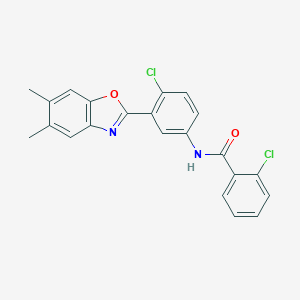 2-chloro-N-[4-chloro-3-(5,6-dimethyl-1,3-benzoxazol-2-yl)phenyl]benzamide
