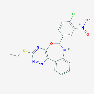 molecular formula C18H14ClN5O3S B448023 6-(4-Chloro-3-nitrophenyl)-3-(ethylsulfanyl)-6,7-dihydro[1,2,4]triazino[5,6-d][3,1]benzoxazepine 