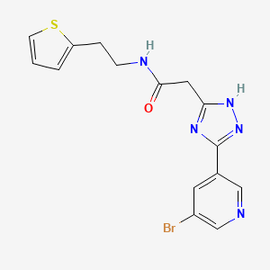 2-[5-(5-bromopyridin-3-yl)-1H-1,2,4-triazol-3-yl]-N-[2-(thiophen-2-yl)ethyl]acetamide