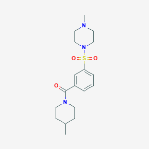 molecular formula C18H27N3O3S B4480280 1-METHYL-4-[3-(4-METHYLPIPERIDINE-1-CARBONYL)BENZENESULFONYL]PIPERAZINE 